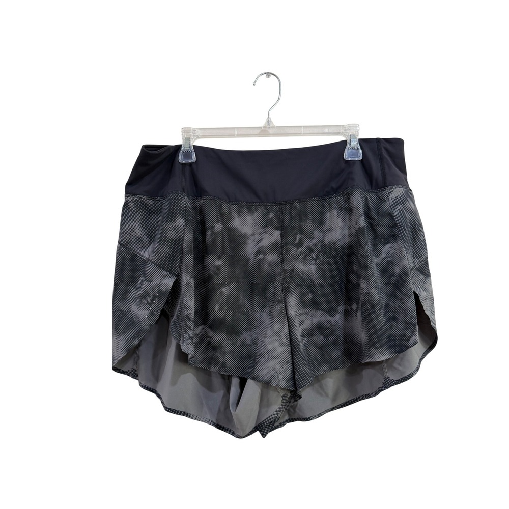 Athleta Run With It Printed 3.5 Short Black Grey Camo 1X Activewear Running